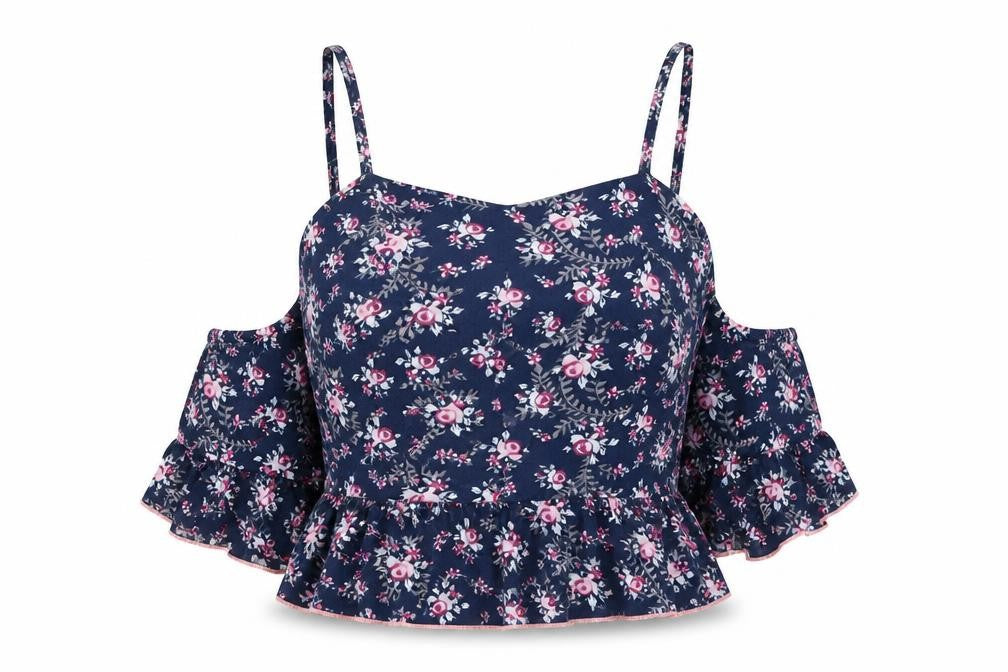 Primark Womens Blue Floral Viscose Top Pyjama Top Size M