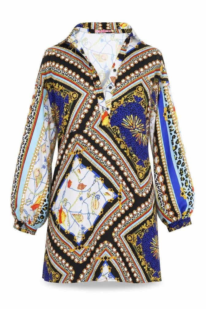 101 Idees Womens Multicoloured  Polyester Shirt Dress  Size S  Collared