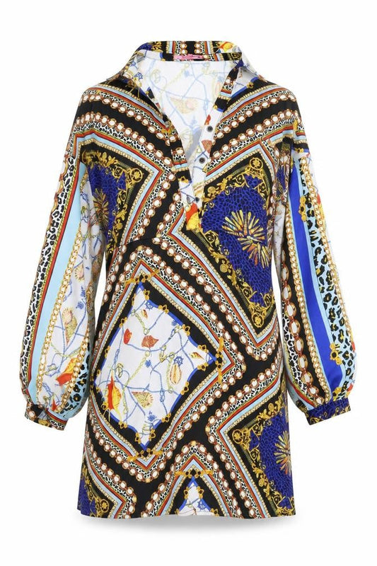 101 Idees Womens Multicoloured  Polyester Shirt Dress  Size S  Collared