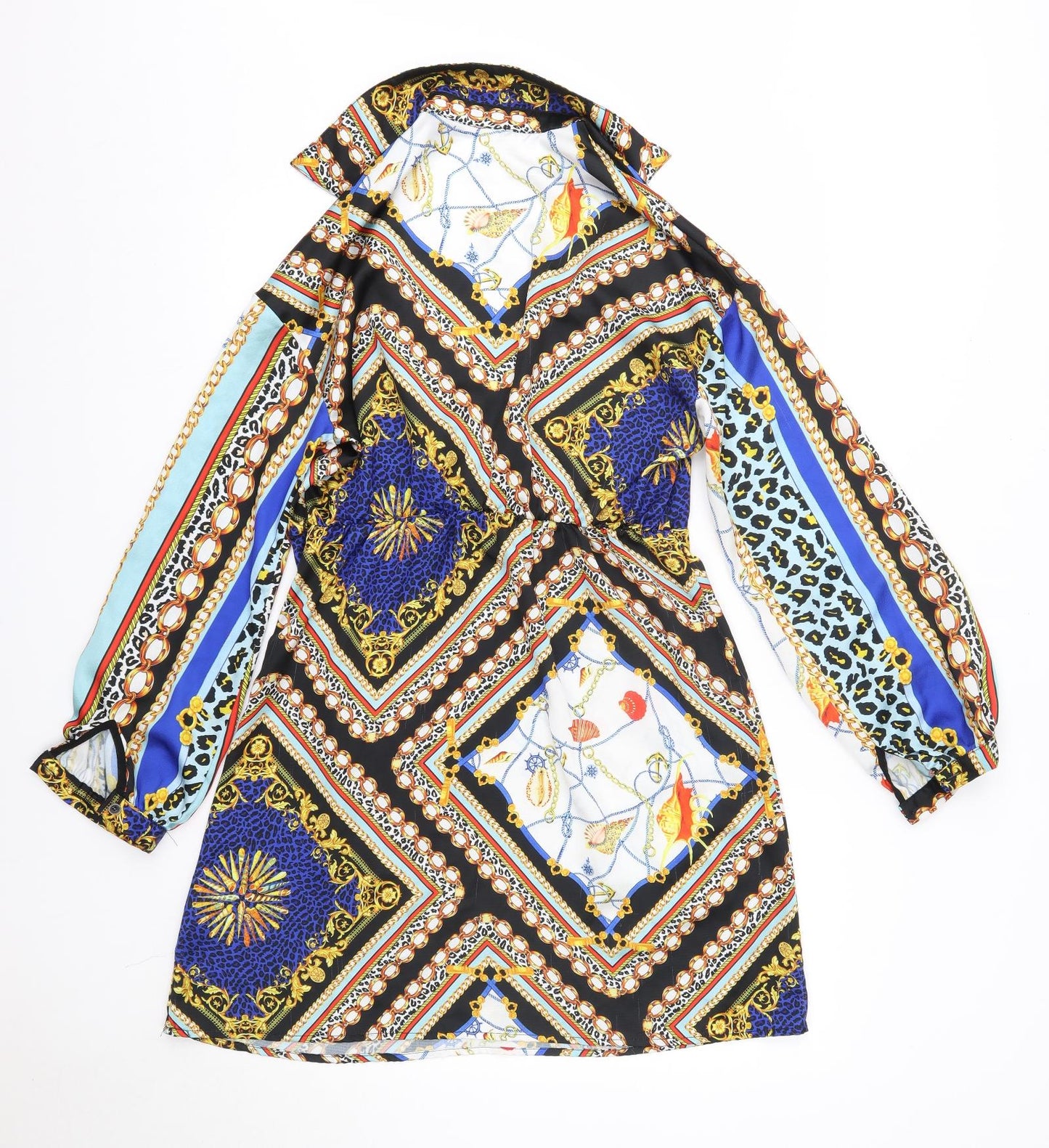 101 Idees Womens Multicoloured  Polyester Shirt Dress  Size S  Collared