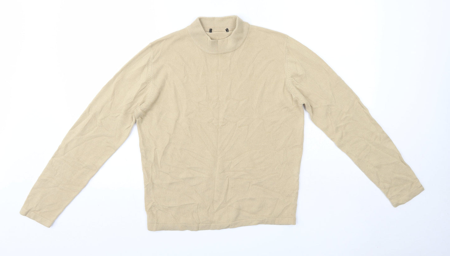 M&S Womens Beige High Neck  Acrylic Pullover Jumper Size 12