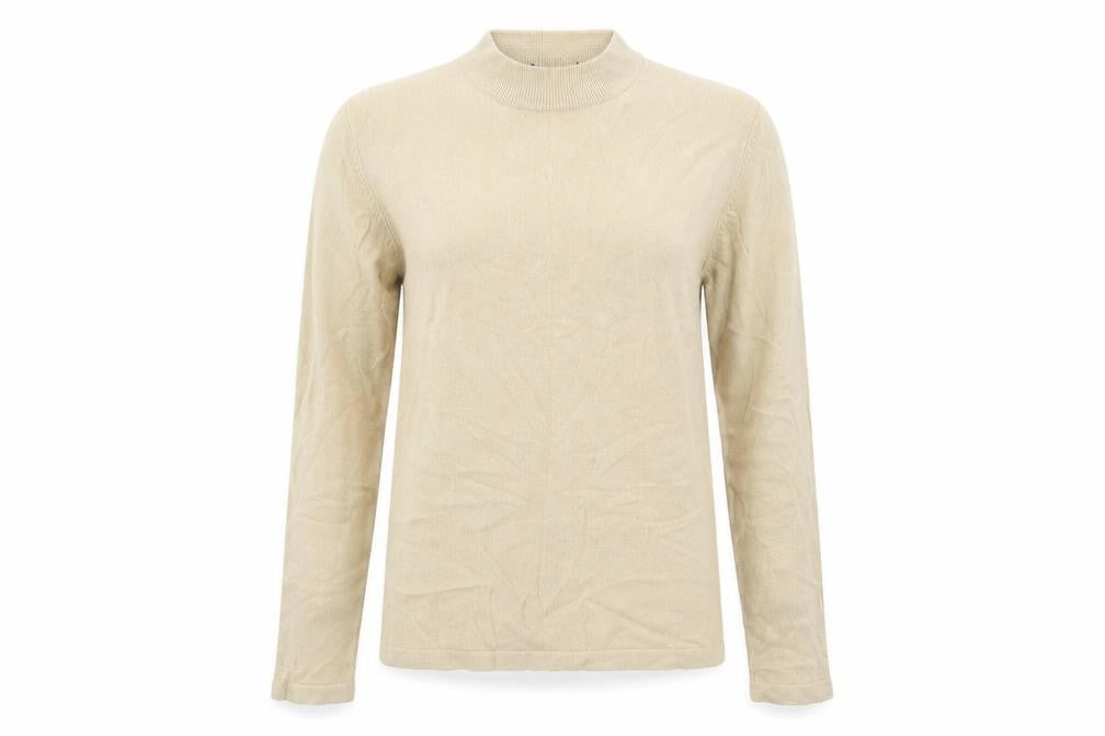 Marks & Spencer Womens Beige High Neck  Acrylic Pullover Jumper Size 12