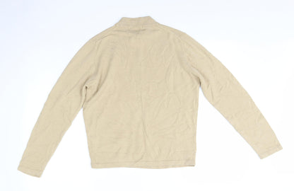 Marks & Spencer Womens Beige High Neck  Acrylic Pullover Jumper Size 12