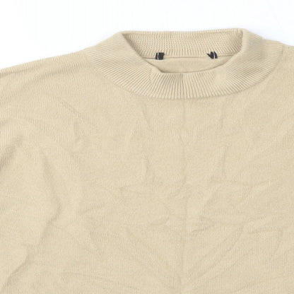 Marks & Spencer Womens Beige High Neck  Acrylic Pullover Jumper Size 12