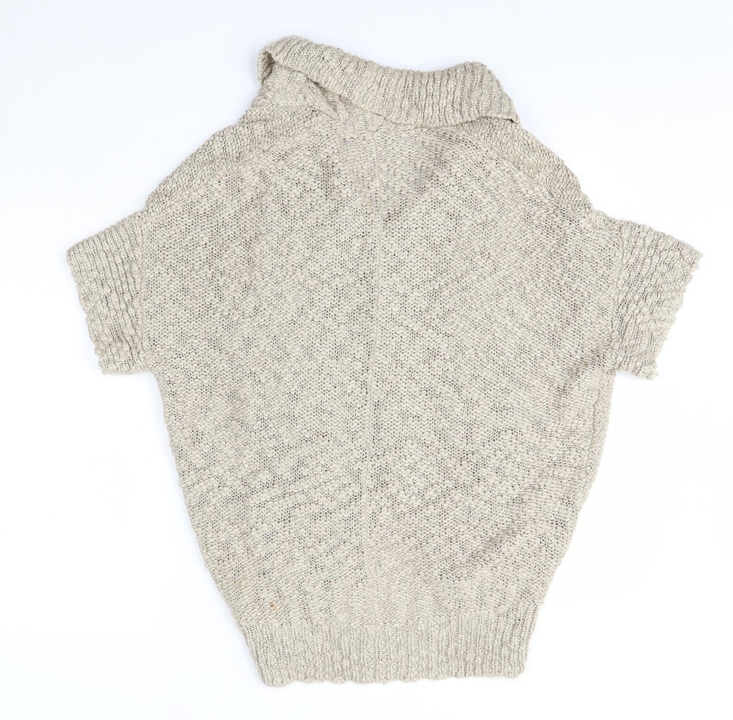 George Womens Beige Collared  Acrylic Cardigan Jumper Size S