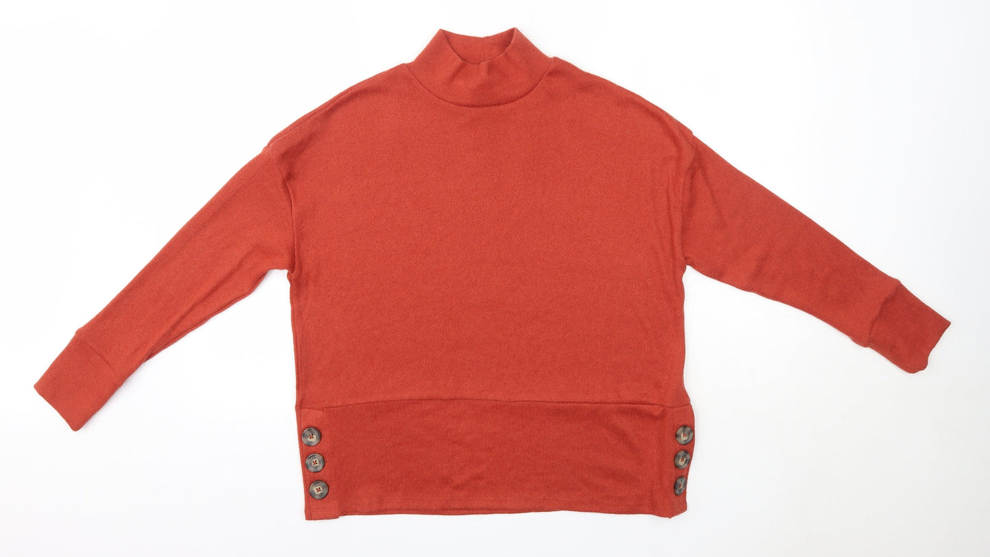 Pep & Co Womens Orange High Neck  Polyester Pullover Jumper Size 8