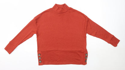 Pep&Co Womens Orange High Neck  Polyester Pullover Jumper Size 8