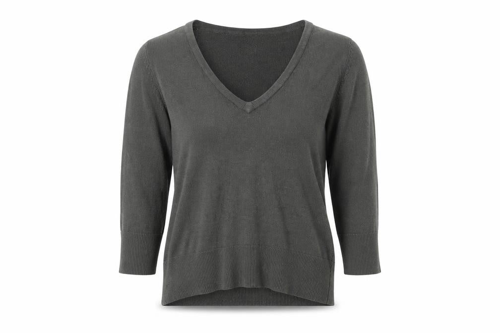 Topshop Womens Grey V-Neck  Acrylic Pullover Jumper Size 8