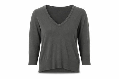 Topshop Womens Grey V-Neck  Acrylic Pullover Jumper Size 8