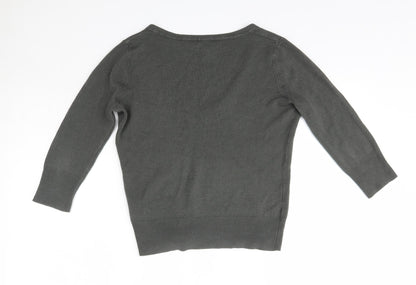 Topshop Womens Grey V-Neck  Acrylic Pullover Jumper Size 8