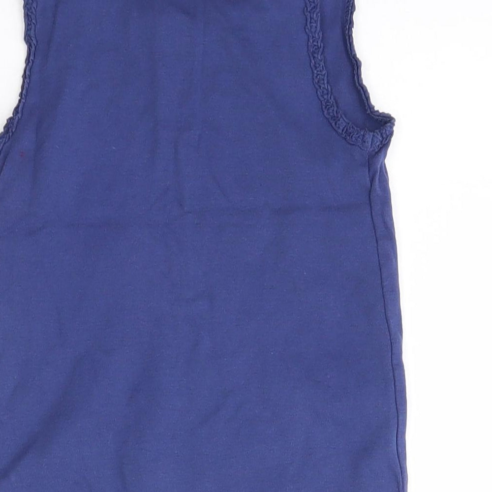 F&F Girls Blue  100% Cotton Basic Tank Size 5-6 Years Round Neck