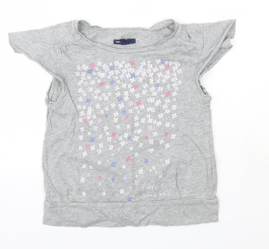 GAP Kids Girls Grey  100% Cotton Basic T-Shirt Size 8 Years Round Neck