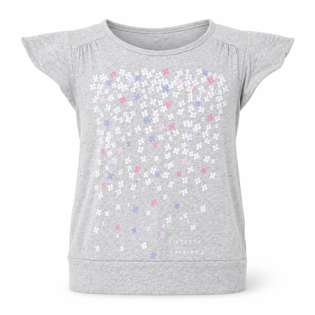 Gap Kids Girls Grey  100% Cotton Basic T-Shirt Size 8 Years Round Neck