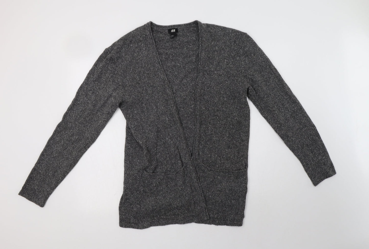 H&M Womens Grey V-Neck  Cotton Cardigan Jumper Size M