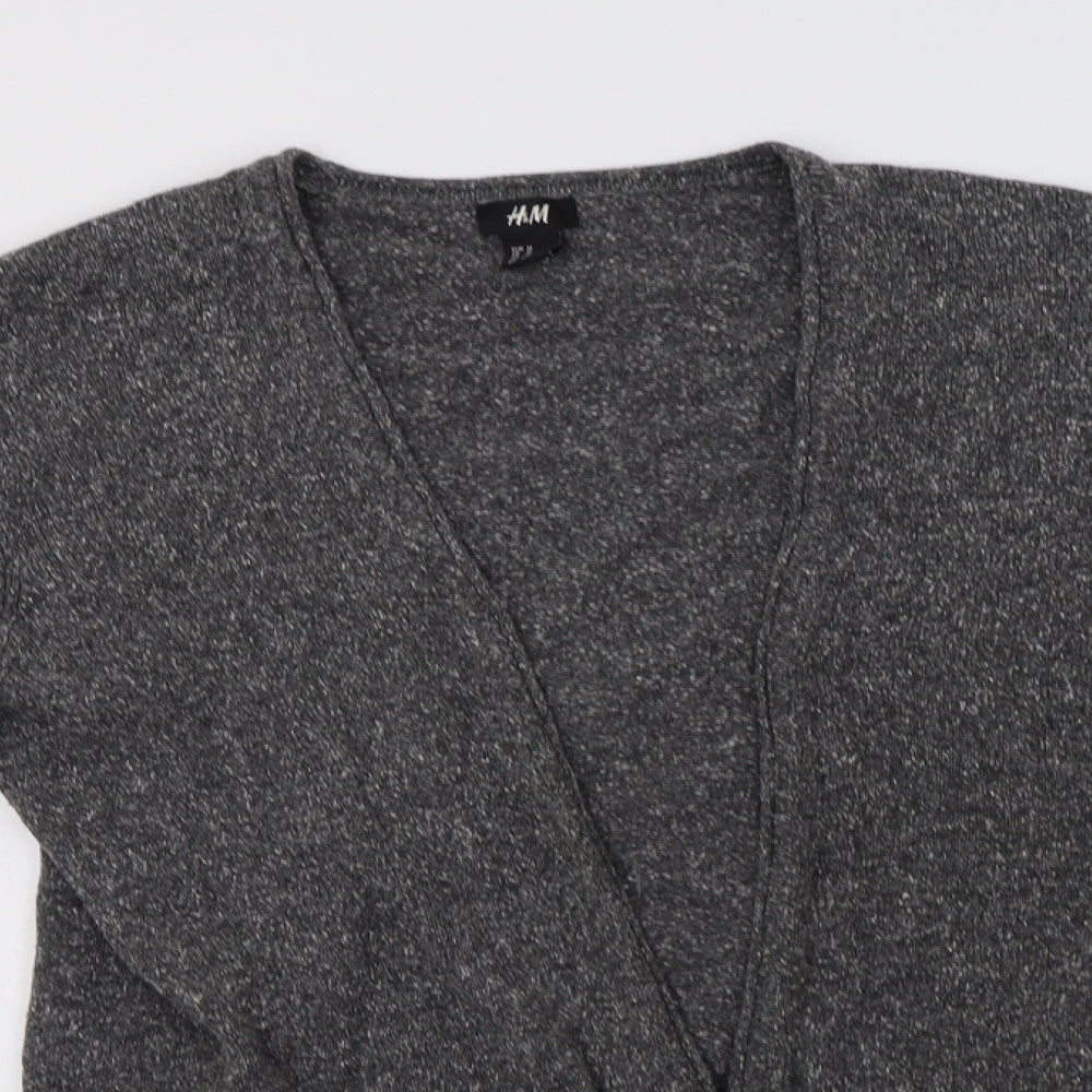 H&M Womens Grey V-Neck  Cotton Cardigan Jumper Size M