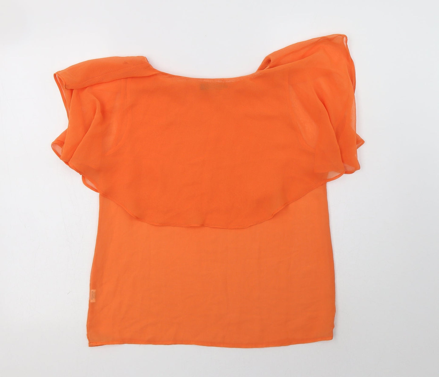 Vanessa Tong Womens Orange  Polyester Basic Blouse Size 12 Round Neck
