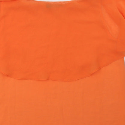 Vanessa Tong Womens Orange  Polyester Basic Blouse Size 12 Round Neck