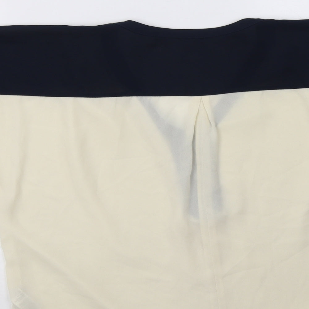 FOREVER 21 Womens Ivory Colourblock Polyester Basic Blouse Size XS V-Neck