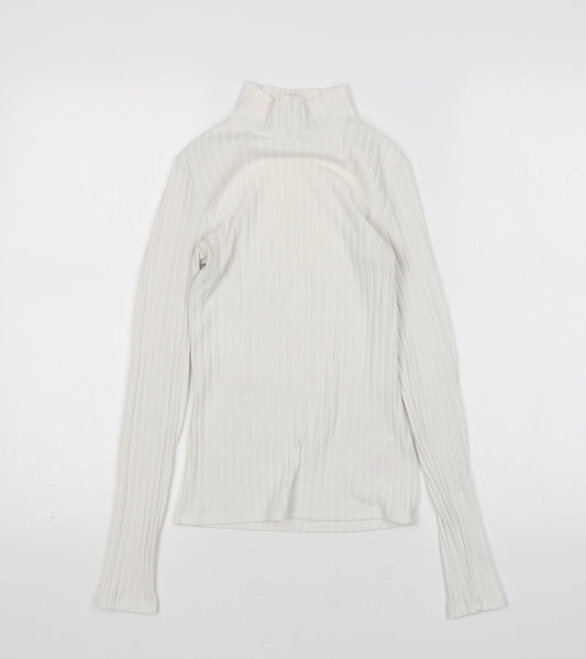 Topshop Womens White Mock Neck  Polyester Pullover Jumper Size 6