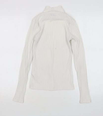 Topshop Womens White Mock Neck  Polyester Pullover Jumper Size 6