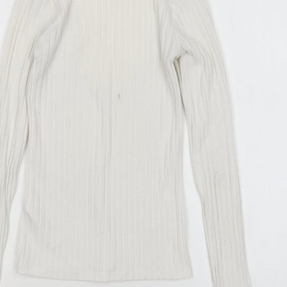 Topshop Womens White Mock Neck  Polyester Pullover Jumper Size 6