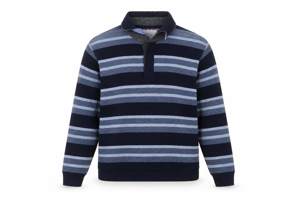 Marks & Spencer Mens Multicoloured Collared Striped Cotton Pullover Jumper Size M