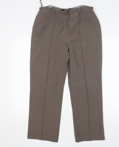 Bonmarché Womens Brown Polyester Trousers Size 14 L27 in Regular