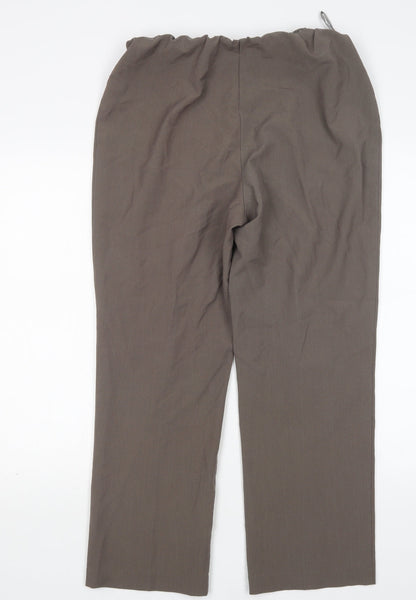 Bonmarché Womens Brown Polyester Trousers Size 14 L27 in Regular