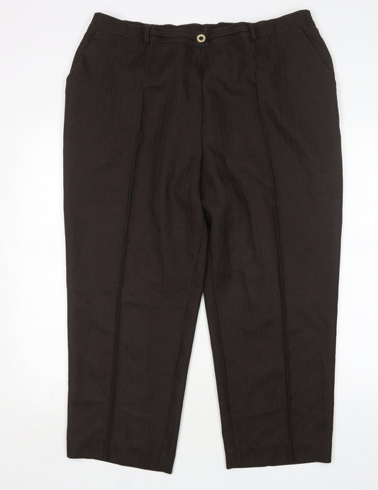M&S Womens Brown  Polyester Trousers  Size 22 L26 in Regular