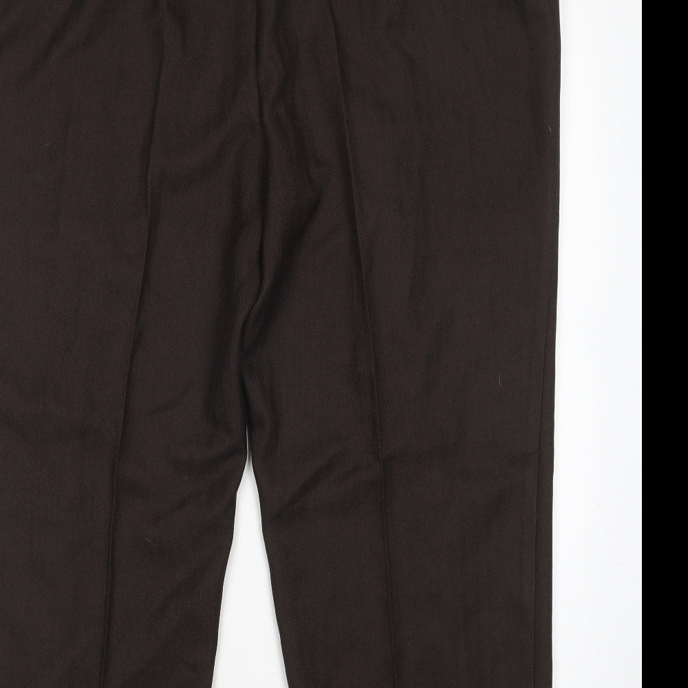 M&S Womens Brown  Polyester Trousers  Size 22 L26 in Regular