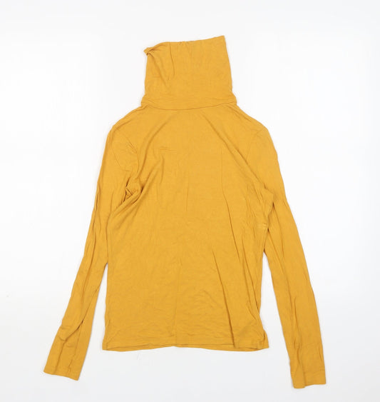 New Look Womens Yellow  Viscose Basic T-Shirt Size 8 Roll Neck