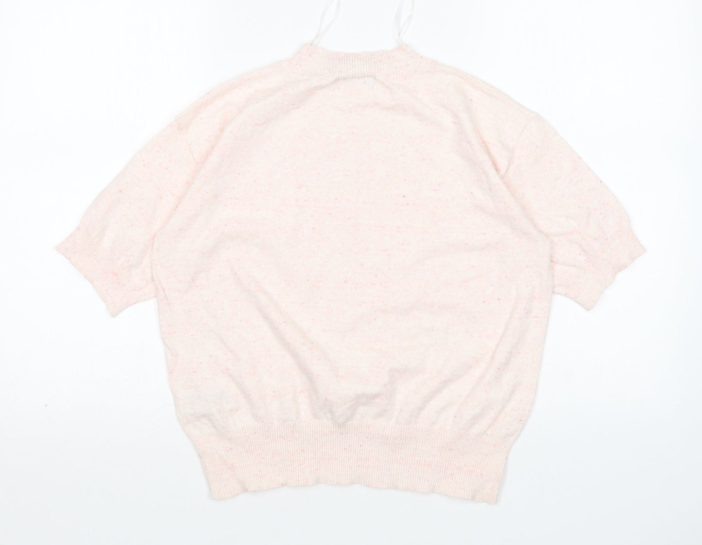 M&S Womens Pink Mock Neck  Cotton Pullover Jumper Size S