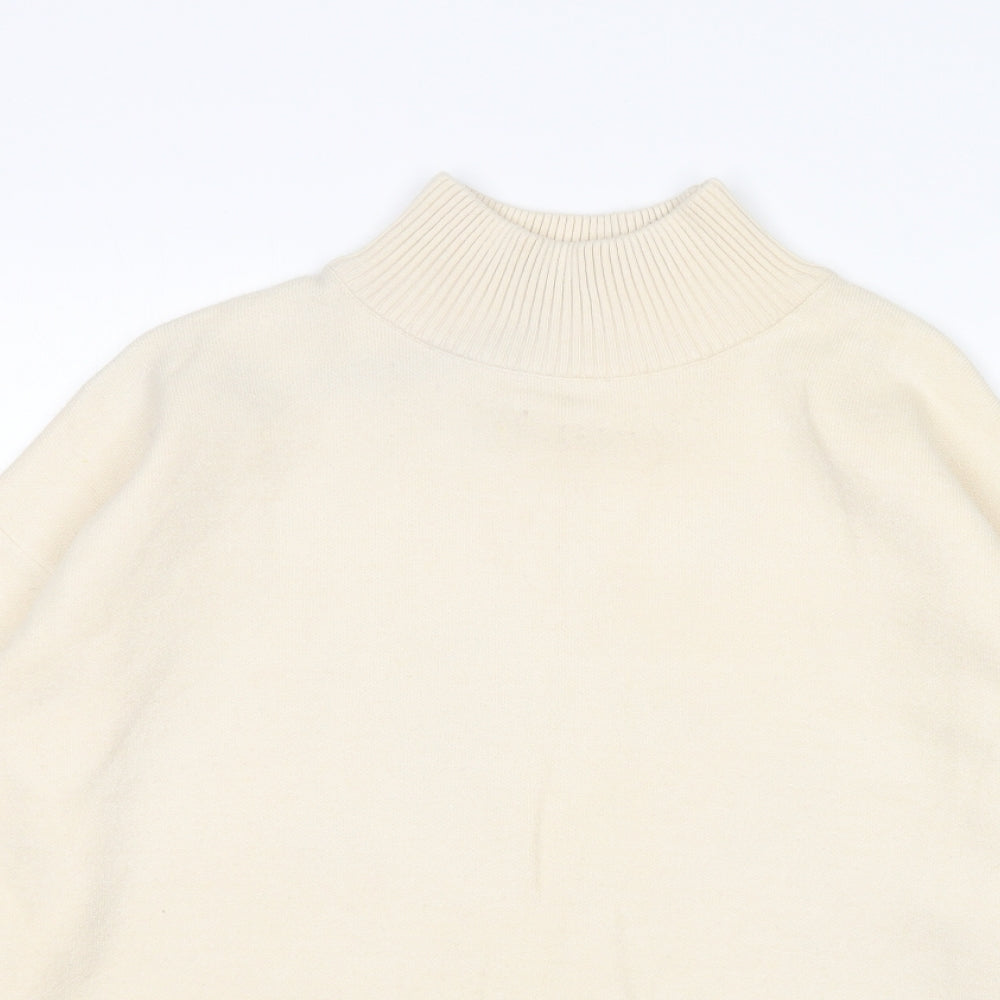 Primark Womens Beige Mock Neck  Polyester Pullover Jumper Size S