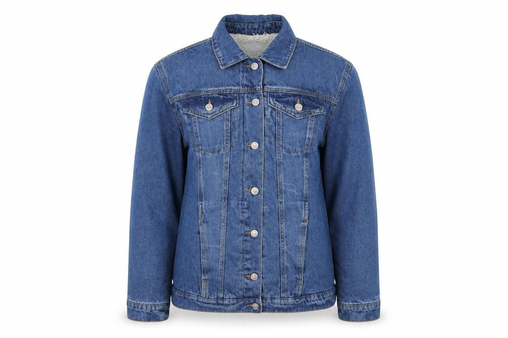 Denim Womens Blue   Jacket Coat Size 10  Button - Faux fur lined Denim Jacket