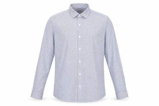 ASOS Mens Blue Striped Cotton  Button-Up Size M Collared Button - Blue White Stripe