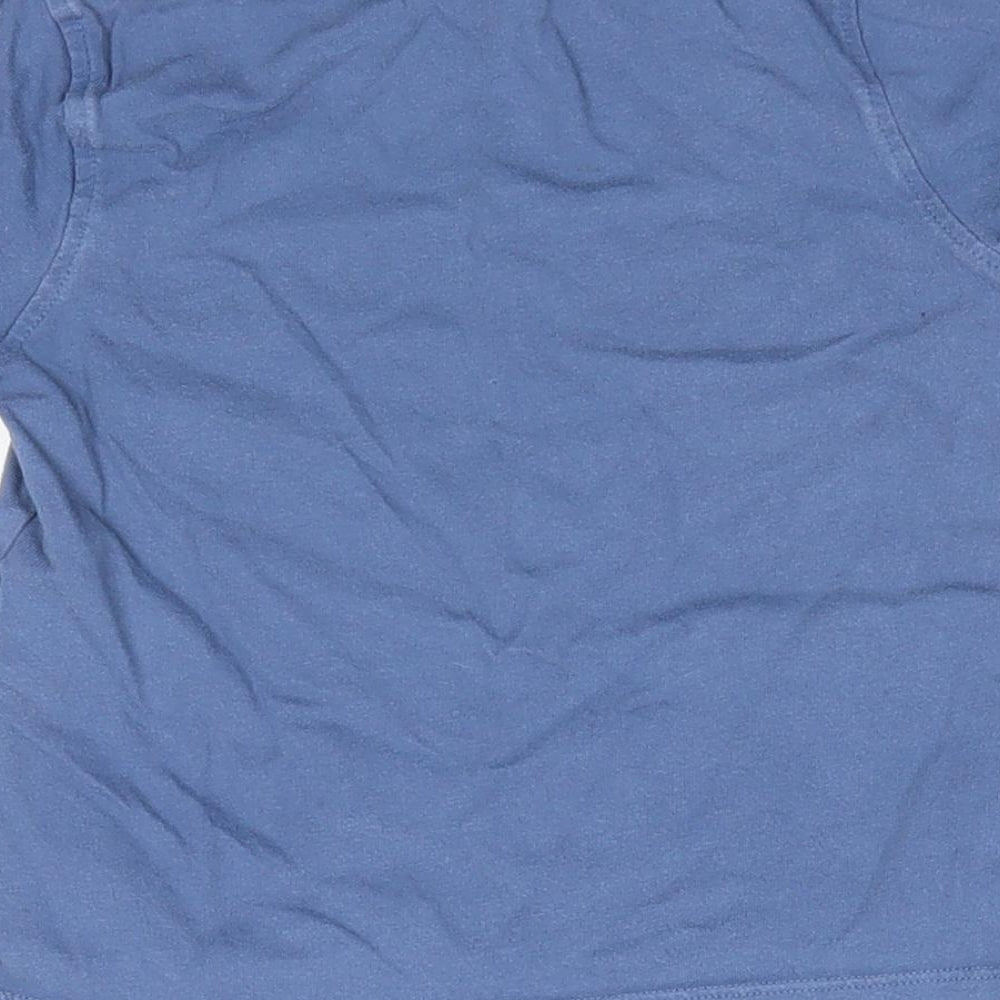 Mothercare Boys Blue  Cotton Basic T-Shirt Size 2-3 Years Round Neck Pullover - Motorcycle Racing Stripe trim to arms