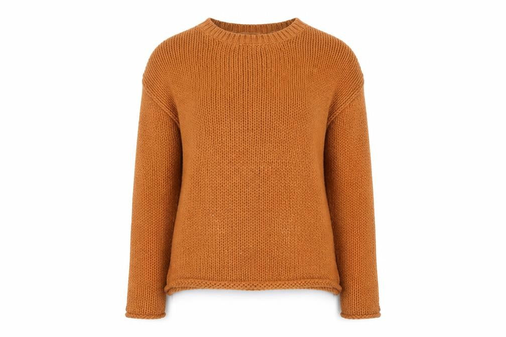 RR Womens Brown Round Neck  Cotton Pullover Jumper Size S