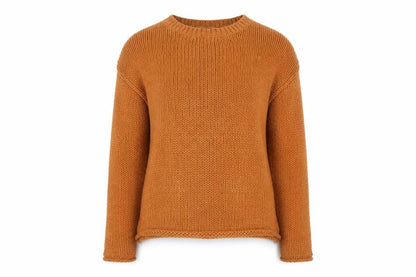 RR Womens Brown Round Neck  Cotton Pullover Jumper Size S