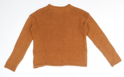 RR Womens Brown Round Neck  Cotton Pullover Jumper Size S