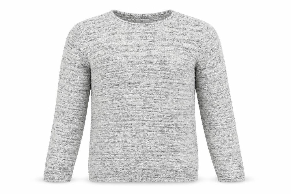 Country Casuals Mens Grey Round Neck Striped Cotton Pullover Jumper Size L