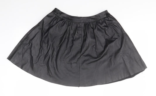 Topshop Womens Black  Polyurethane A-Line Skirt Size 10