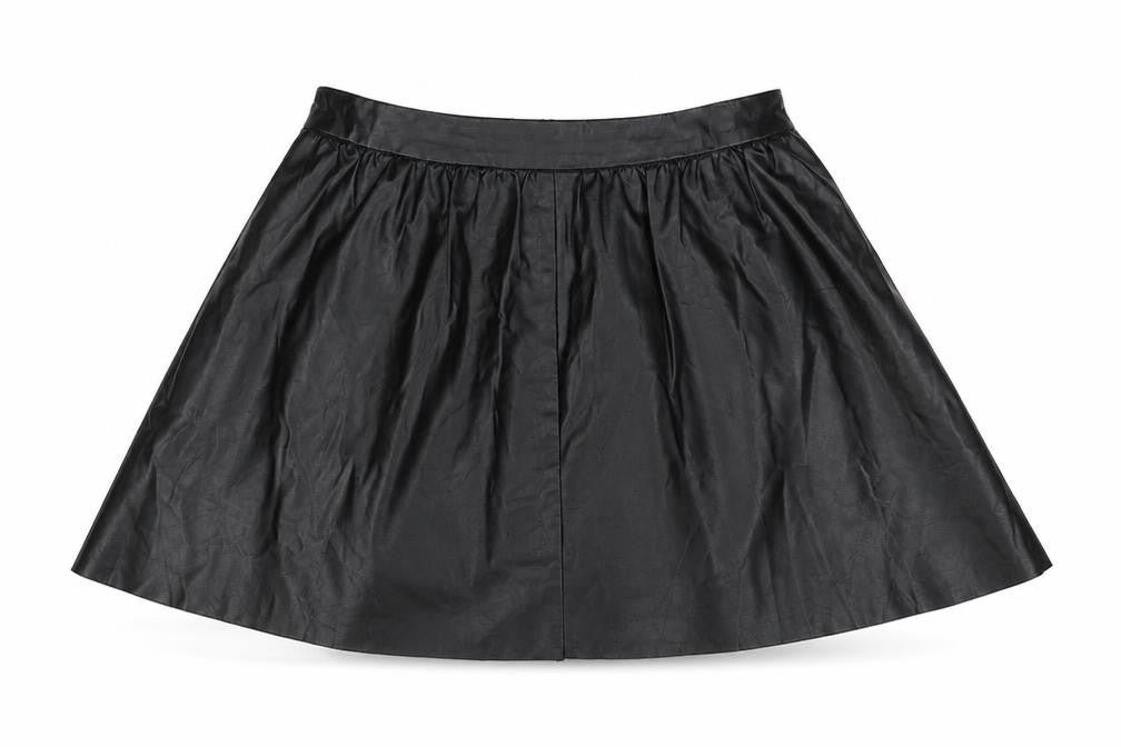 Topshop Womens Black  Polyurethane A-Line Skirt Size 10