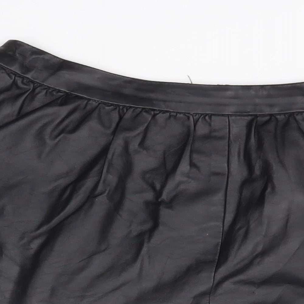 Topshop Womens Black  Polyurethane A-Line Skirt Size 10