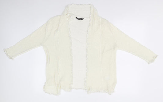 Tigi Womens Ivory Collared  Acrylic Cardigan Jumper Size 14