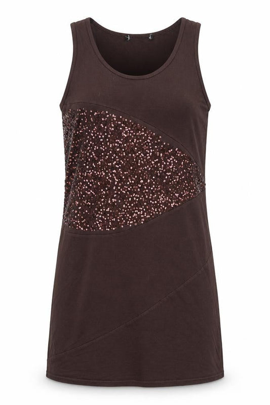 Womens Brown  Viscose Tank Dress  Size 10  Round Neck