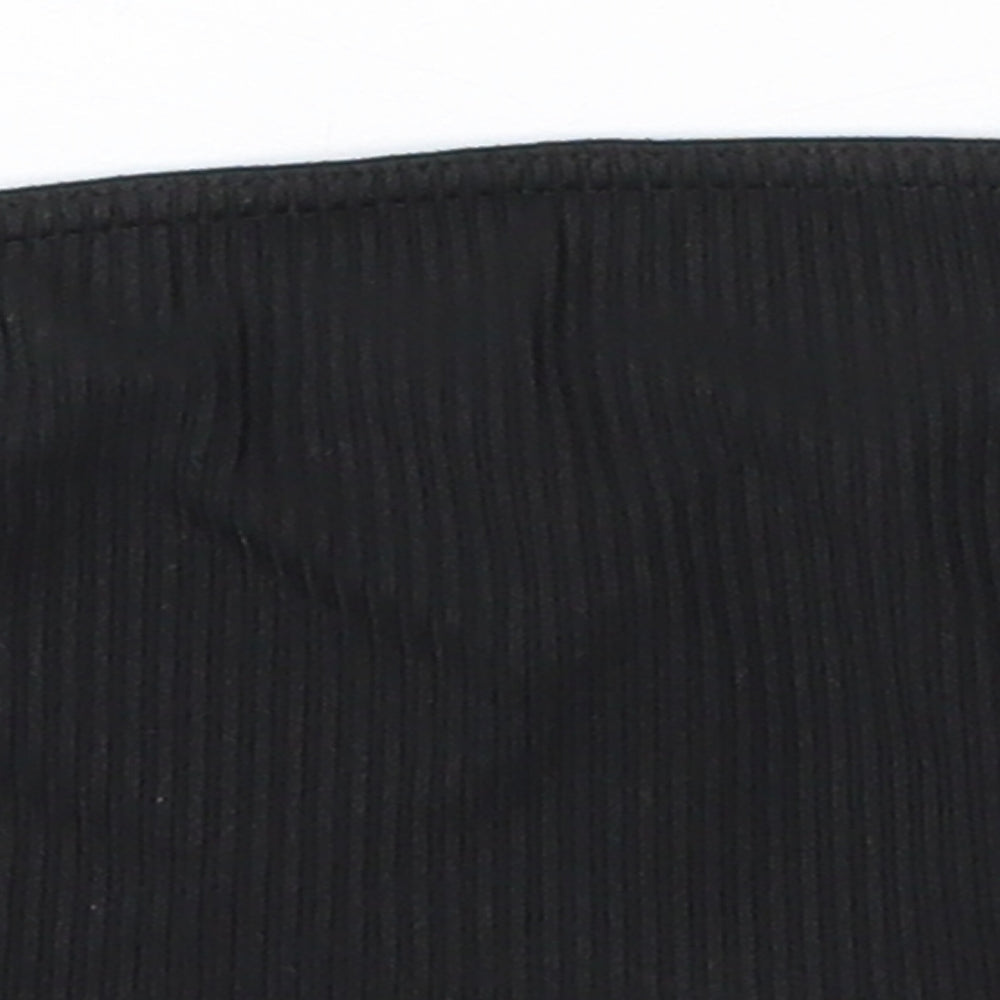 PRETTYLITTLETHING Womens Black  Polyester Basic Blouse Size 4 Off the Shoulder - Bandeau