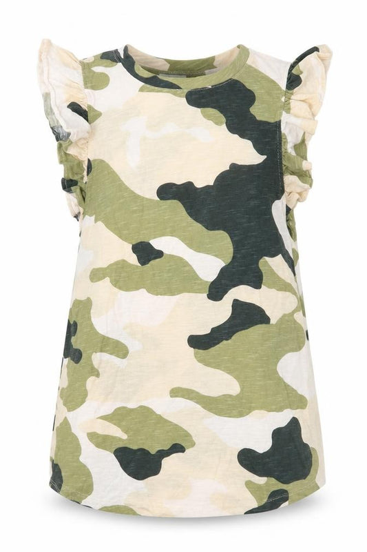 River Island Womens Multicoloured Camouflage 100% Cotton Basic Blouse Size 6 Round Neck