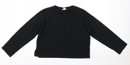 H&M Womens Black Round Neck  100% Cotton Pullover Jumper Size S