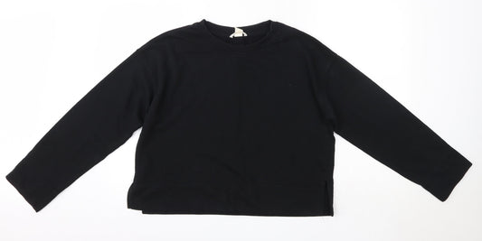 H&M Womens Black Round Neck  100% Cotton Pullover Jumper Size S