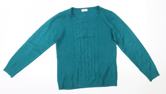 Paramour Womens Green Round Neck  Viscose Pullover Jumper Size M